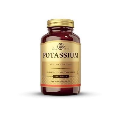 Solgar Potassium - 100 Tablets - Nerve Muscle Health, Promotes Electrolyte Balance - Vegan, Gluten Dairy Free, Kosher - 100 Servings