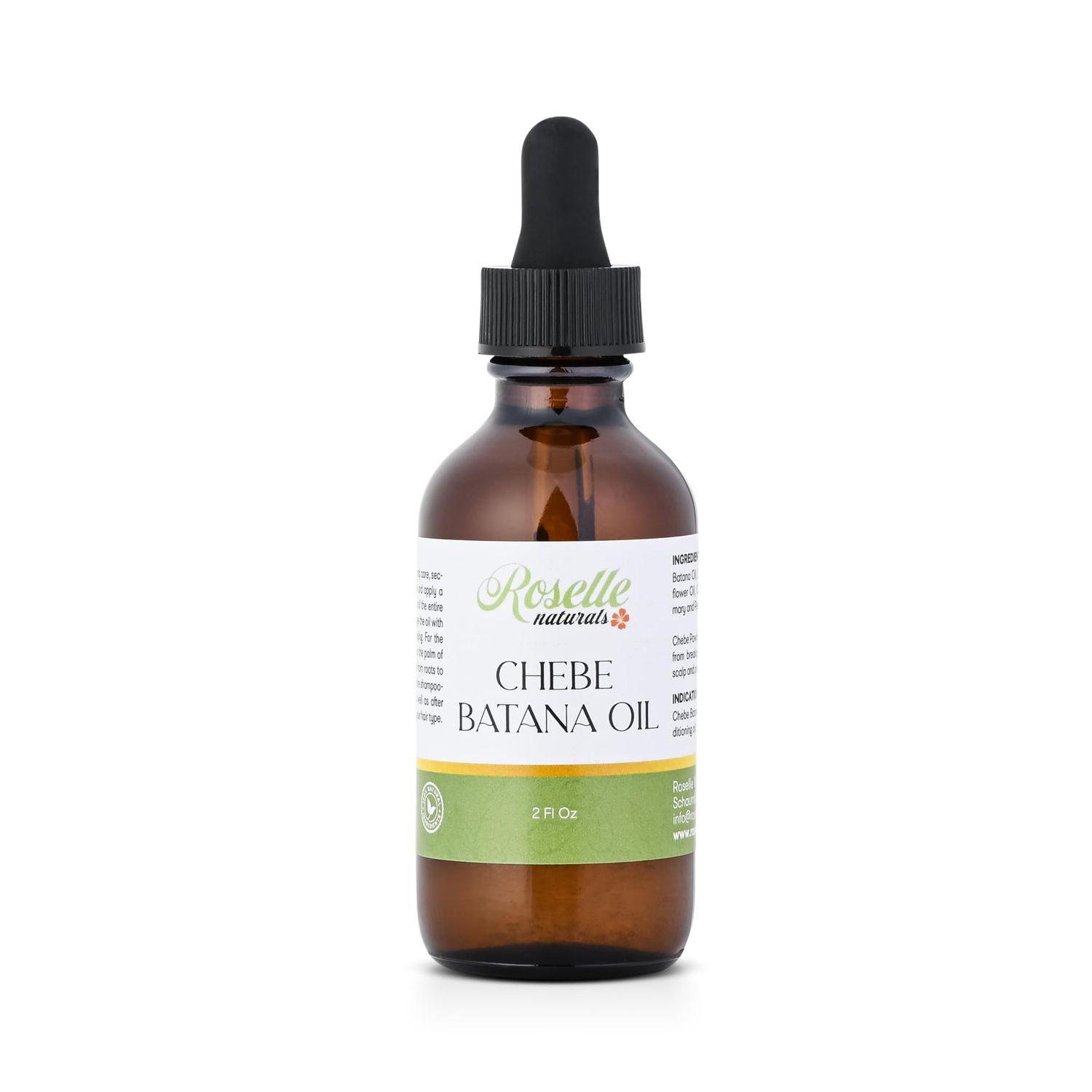 Roselle Naturals Chebe Batana Hair Growth Oil, Chebe Powder for Breakage Control, Batana Oil for Scalp Care and Hair Growth, Organic, 2 fl oz, Brown