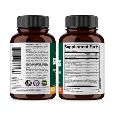 SANDHUHERBALS Sea Moss Capsules with Black Seed Oil Ashwagandha Ginger Burdock Root Advanced Seamoss 60 Count All Men Women Age