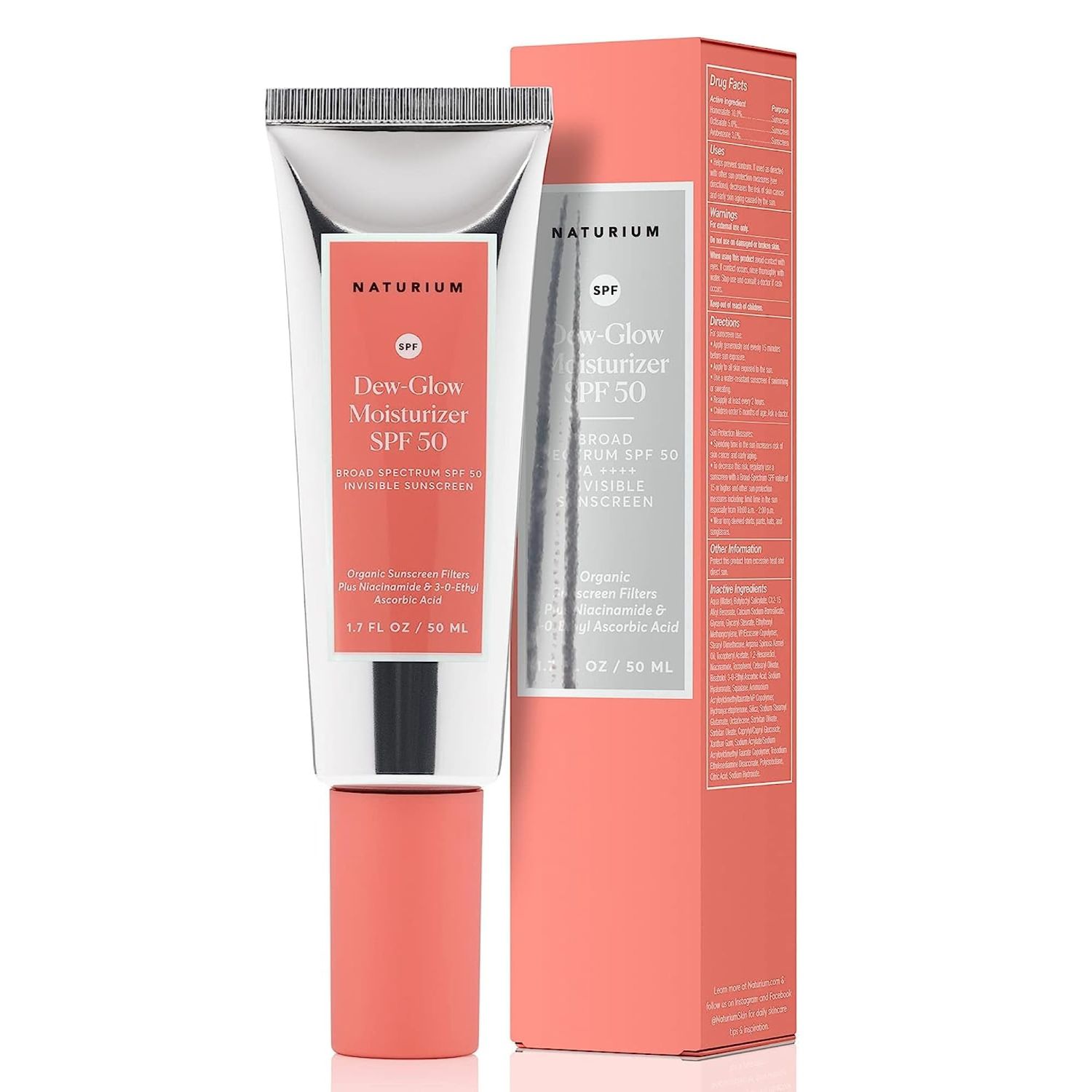 Naturium Dew-Glow Moisturizer SPF 50 PA, Daily Moisturizing Sunscreen Face Primer, Skin Protector with Dewy Finish, 1.7 oz