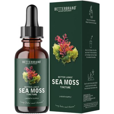 Betterbrand BetterLungs Sea Moss Tincture Drops - Powerful Absorption for Lung Health, Digestive, Joint Thyroid Support - Irish Sea Moss, Spirulina, Bladderwrack Burdock Root (30 Day Supply)