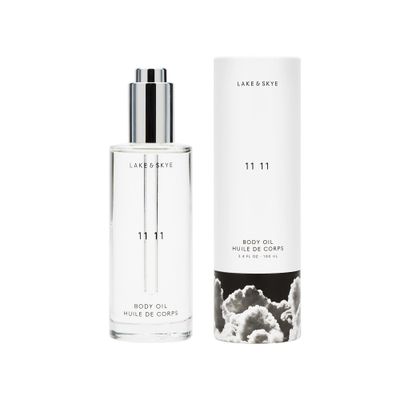 Lake Skye 11 11 Body Oil, 3.4 fl oz (100 ml), Hydrating with Vitamin E Sweet Almond Oil - Sheer Uplifting Scent