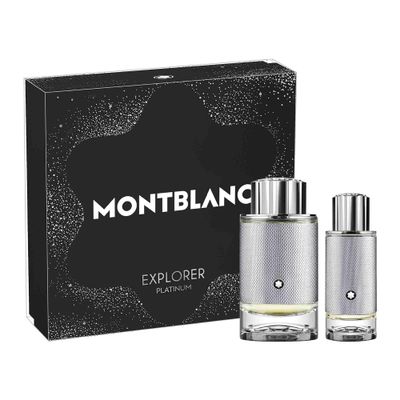 MONTBLANC Explorer Platinum Eau de Parfum 2 Piece Set - 3.3 fl. oz. Spray, 1.0 fl. oz. Spray - Long Lasting Fragrance with notes of Violet Leaf, Clary Sage Cedarwood - Woody Ambery