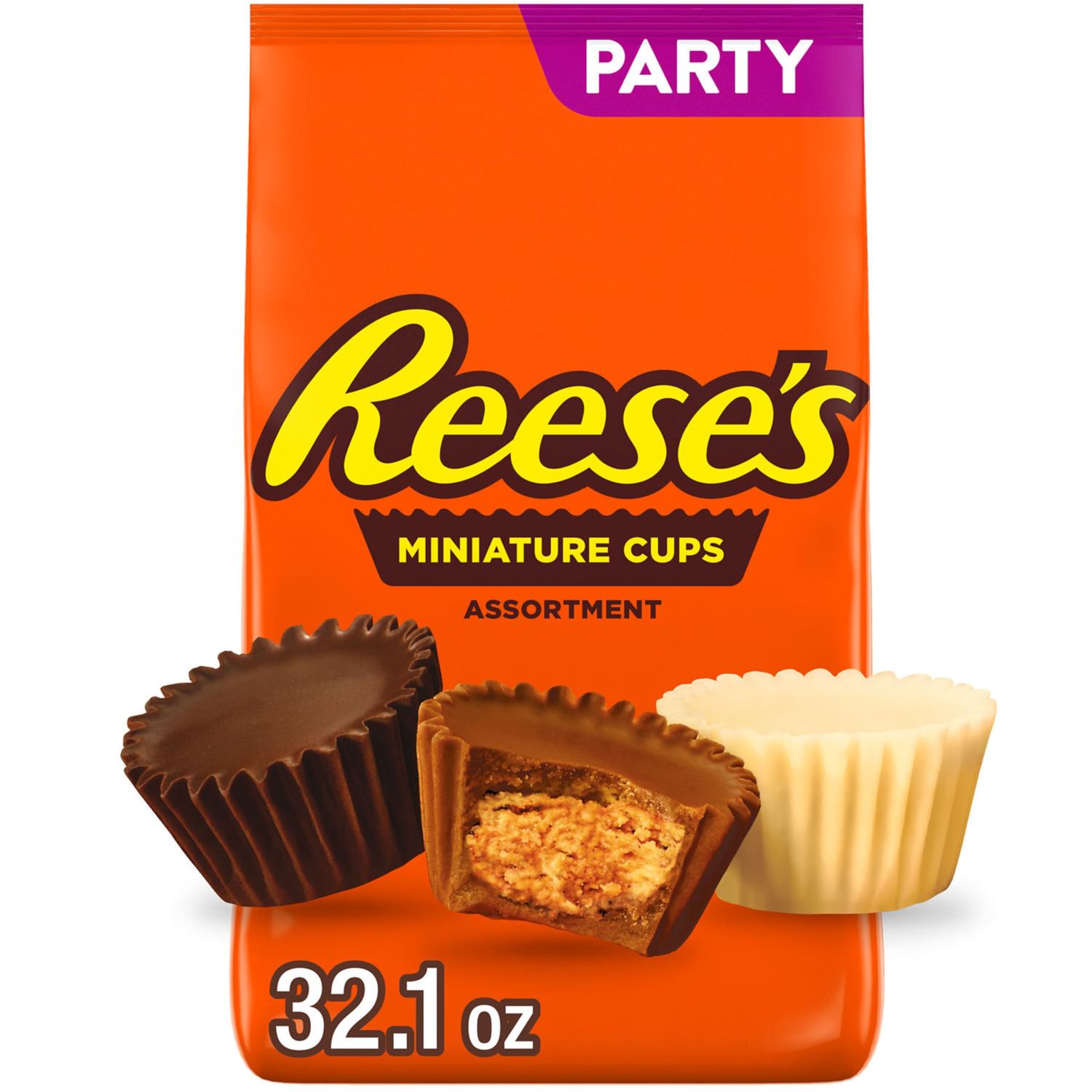 REESE&#39;S Miniatures Assorted Flavored Peanut Butter Cups, Candy Party Pack, 32.1 oz