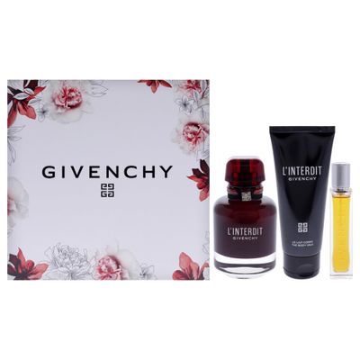 Givenchy LInterdit for Women - 3 Pc Gift Set 2.7oz EDP Rouge Spray, 0.41oz EDP Spray, 2.5oz Body Milk