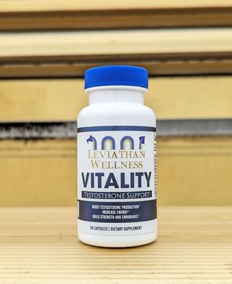 Leviathan Wellness Vitality - Testosterone Support Formula Fenugreek (500 mg), Fadogia Agrestis (300 mg), Shilajit, Tongkat Ali, Ginger, Ashwagandha 60 Capsules, 30 Servings Made in The USA
