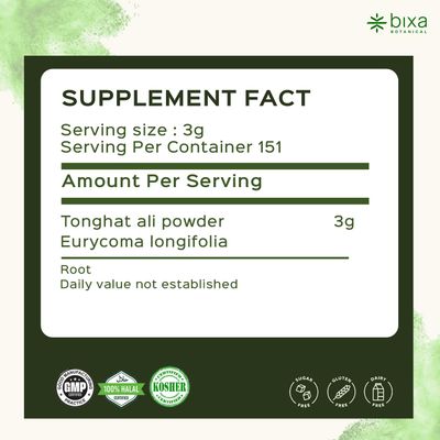 bixa BOTANICAL Tongkat Ali Root Powder - 1 lb (16 oz) Tongkat Ali for Men Women Gluten-Free, Non-GMO, Steam Treated, Vegan, 100 Pure - Natural Health Support for Energy Wellness