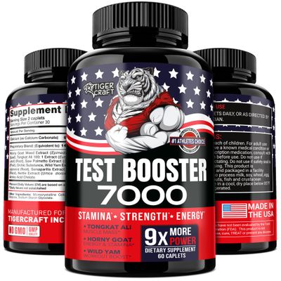 Testosterone Booster for Men - Testosterone Supplement for Men with Horny Goat Weed, Tongkat Ali (Longjack), Wild Yam, Boron Saw Palmetto - Sugar-Free Mens Health Supplement Made in USA, 60 Caplets