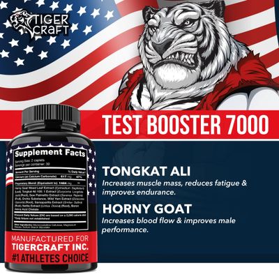 Testosterone Booster for Men - Testosterone Supplement for Men with Horny Goat Weed, Tongkat Ali (Longjack), Wild Yam, Boron Saw Palmetto - Sugar-Free Mens Health Supplement Made in USA, 60 Caplets
