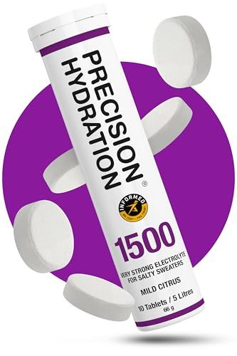 Precision Hydration Lite Electrolyte Drink - Multi Strength Effervescent Hydration Tablets - Combats Cramp - Low Calorie, Gluten Free, VeganVegetarian Friendly, NSF (1 Tube, 1500mgL - Purple Tube)