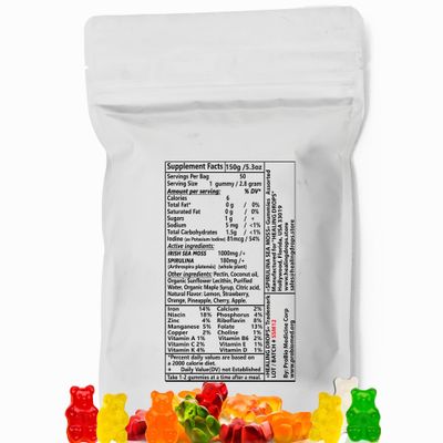 HEALING DROPS Spirulina Gummies Sea Moss Gummies - Superfood Supplement for Overall Wellness - Spirulina Sea Moss Gummy Bears Made with Blue-Green Spirulina Powder Sea Moss Extract