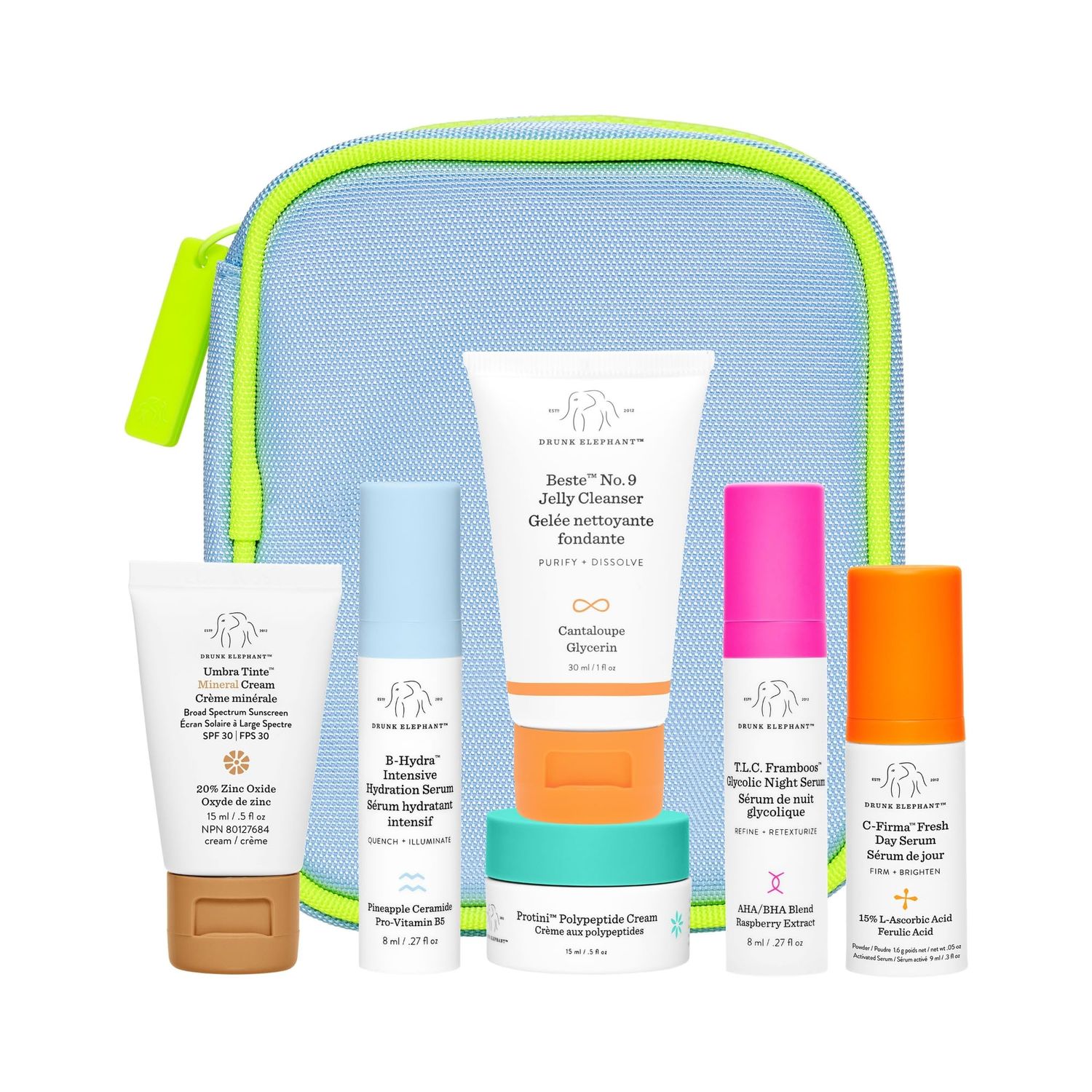 Drunk Elephant The Littles 7.0 - Includes Six Travel-Friendly A.M. and P.M. Essentials - Free of Essential Oils, Silicones Fragrances