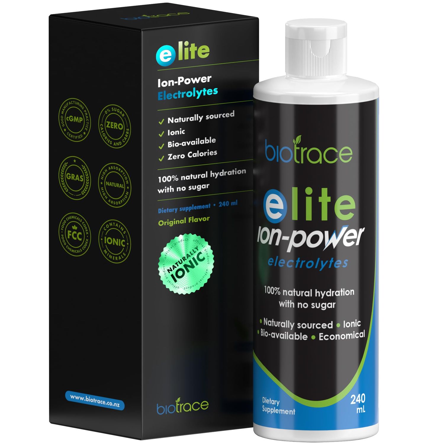 biotrace Elite Electrolyte Drops 0 Calories 0 Sugar Rapid Hydration, Workout, Muscle Recovery Trace Minerals Electrolytes Supplement 30 More Potassium Magnesium Chloride 8 fl oz