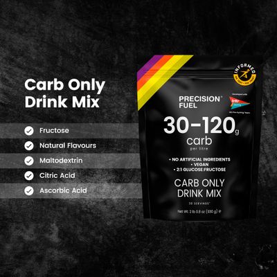 Precision Fuel PF Carb Only Drink Mix - High Carbohydrate Powder for Energy, Vegan, 120g Carbs per Litre - Mild Citrus Flavor (30 Servings, Pack of 1)