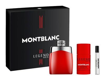 MONTBLANC Legend Red Eau de Parfum 3 Piece Set - 3.3 oz. 0.25 oz. Spray, 2.5 oz. Deodorant Stick - Long Lasting Fragrance with notes of Blood Orange, Sage Mahogany Woods - Charismatic Woody