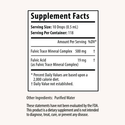 Organic Trace Minerals Electrolyte Drops with Fulvic Acid 2 oz Alkaline Liquid Minerals for Water - Supports Gut Health, Energy, Stamina, and Nutrient Uptake