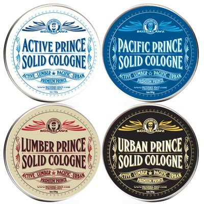 Premium Prince Solid Cologne 1 oz Variety Gift Set Alcohol Free Natural Concentrated Full Size Travel Friendly Tins Men&#39;s Fragrance 4 Manly Scents to Satisfy all Types of Viking Cannon Black Prime