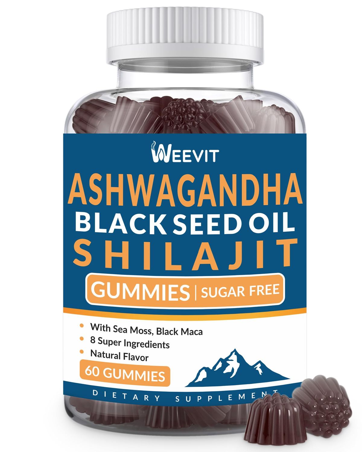 Ashwagandha Shilajit Black Seed Oil Gummies with Sea Moss, Turmeric, Ashwagandha and Maca Root Supplement for Women and Men, All in 1 Supplements for Immune, Absorption Energy Support