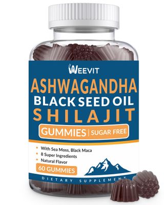 Ashwagandha Shilajit Black Seed Oil Gummies with Sea Moss, Turmeric, Ashwagandha and Maca Root Supplement for Women and Men, All in 1 Supplements for Immune, Absorption Energy Support