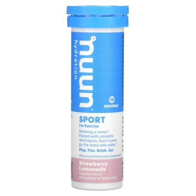 Nuun Active Strawberry Lemonade Electrolyte Drink Tablets (3 Tubes of 10 Tabs)
