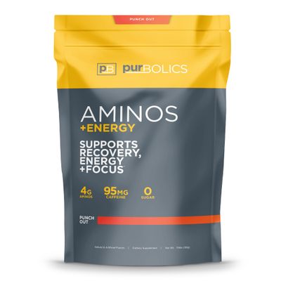 Purbolics Aminos Energy Supports Recovery, Energy Focus 95mg of Caffeine, 0 Sugar 60 Servings (Punch Out)