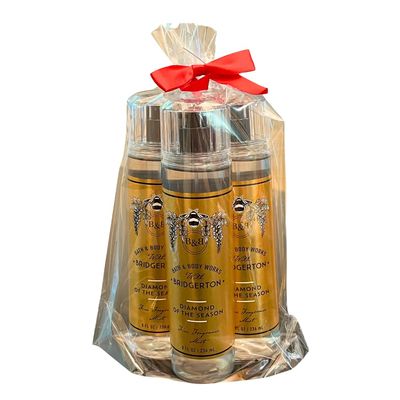 Bath Body Works BRIDGERTON DIAMOND OF THE SEASON Fine Fragrance Mist Gift Set with a Red Bow for Holiday 8 fl oz - Pack of 3