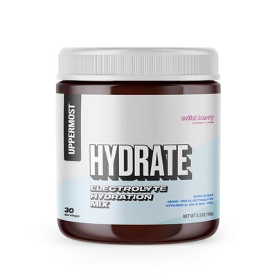 UPPERMOST Hydrate Hydration Keto Electrolytes Powder No Sugar Drink Mix - Naturally flavored sweetened - with Vitamin C, B6, B12 Zinc - 30 Servings (Wild Berry)