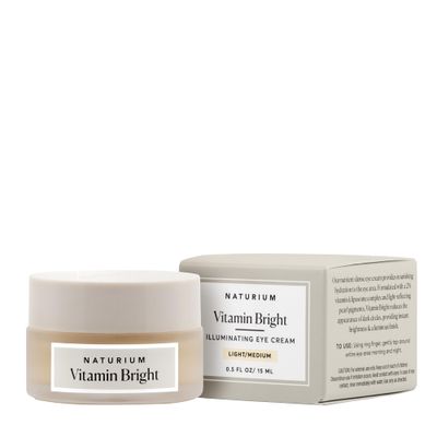 Naturium Vitamin Bright Illuminating Eye Cream, Under Eye Repair Cream for Dark Circles, with Vitamin K, Phyto-Complex, Mineral Pigments, LightMedium, 0.5 oz