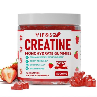 VIFSSG Creatine Monohydrate Gummies 5 g for Men Women, 120 Sugar Free Gummies with 200 Mg Magnesium Glycinate, 200 Mg L-Threonate for Muscle Support, Energy Boost