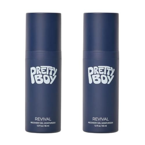 Prettyboy Face Revival Gel Moisturizer For Men - Hydrating Cream That Refreshes Dry Skin, Irritation, Redness - Supports Anti Aging Anti Wrinkle - Fragrance Free - 2 Count