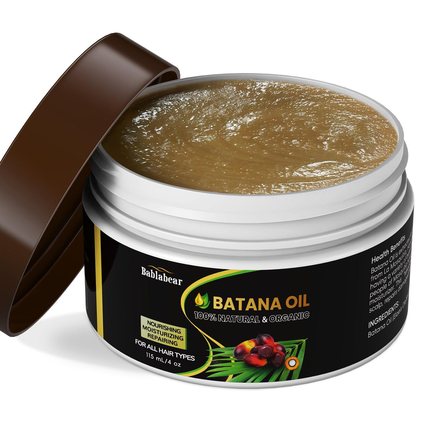 Bablabear Batana Oil for Hair Growth,Natural Organic Hair Oil Repairs Damaged Hair,Enhances Hair Thickness,Eliminates Split Ends,Prevents Loss for Men Women.