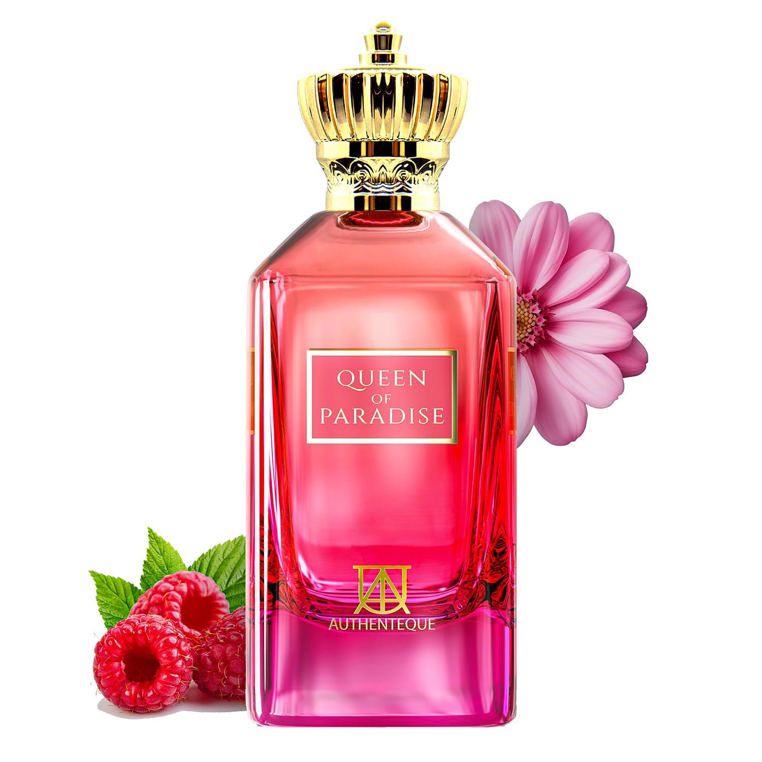 AUTHENTEQUE Queen of Paradise - Long lasting Arabian Perfumes for Women - Sweet Strawberry Vanilla Fragrance - Extrait De Parfum 3.4oz (100ml) - Luxury Dubai Perfume, Exotic, EDP