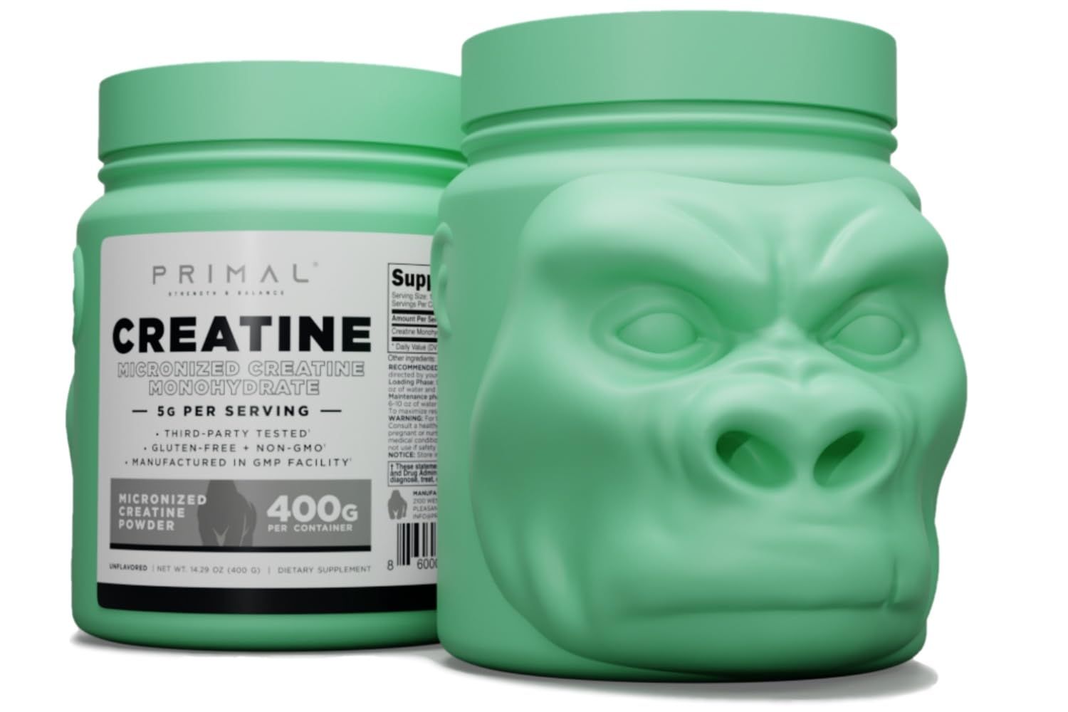 Primal Creatine Monohydrate Powder (400 Grams) Unflavored Micronized Creatine Muscle Development Supplement for Pre-Workout Recovery 5g Creatine Monohydrate per Serving