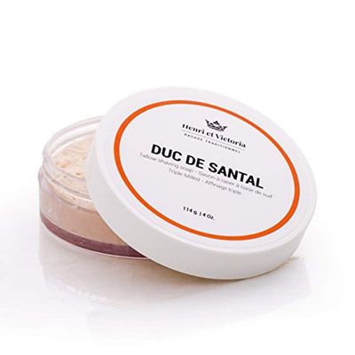 Henri et Victoria Traditional Shaving Soap For Men Duc de Santal Fragrance Smooth Shave, Lathers Up Nicely, Long-Lasting Scent Triple Milled Soap, Canadian Made by Skilled Artisan 114 g (4 oz)