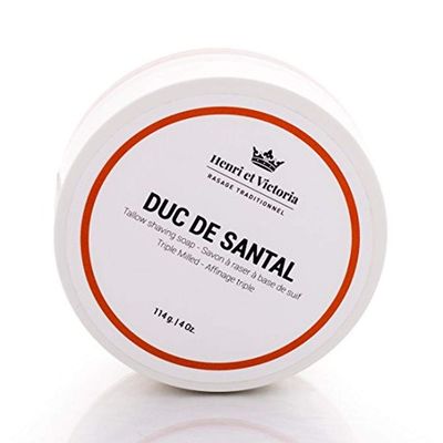 Henri et Victoria Traditional Shaving Soap For Men Duc de Santal Fragrance Smooth Shave, Lathers Up Nicely, Long-Lasting Scent Triple Milled Soap, Canadian Made by Skilled Artisan 114 g (4 oz)