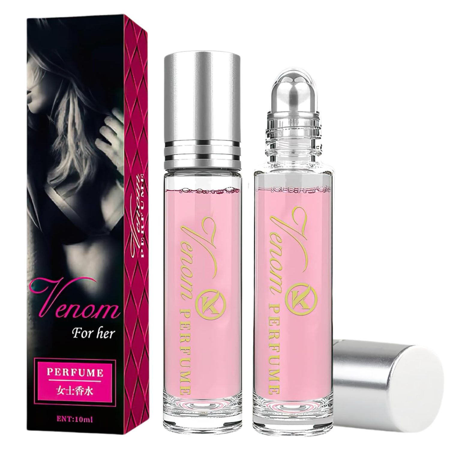2PCS Pheromones Perfumes for Women, Long Lasting Roll on Pheromone Perfume to Attract Men, Enhance Charm Confidence, Vegan Cruelty-Free Travel Perfume Cologne