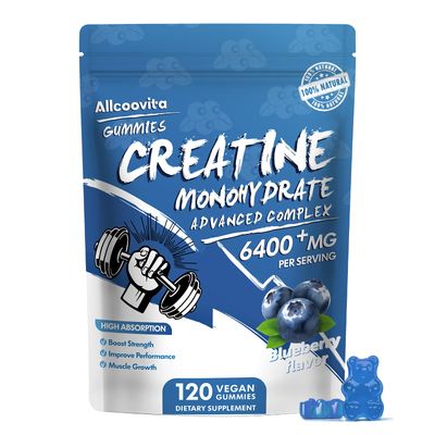 Creatine Monohydrate Gummies Complex for Men Women - 120 Gummies Advanced Formula, L-Taurine Vitamin B12 for Muscle Strength, Muscle Builder, Energy Boost, Pre-Workout Supplement -Blueberry