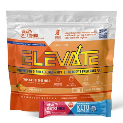 Real Ketones MCT BHB Exogenous Ketones Drink Mix Packets Elevate Keto Electrolytes Powder Packets No Sugar with 4 Main Electrolytes Plus Hydrating Proprietary Keto BHB - 30 Pack Orange