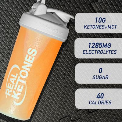Real Ketones MCT BHB Exogenous Ketones Drink Mix Packets Elevate Keto Electrolytes Powder Packets No Sugar with 4 Main Electrolytes Plus Hydrating Proprietary Keto BHB - 30 Pack Orange