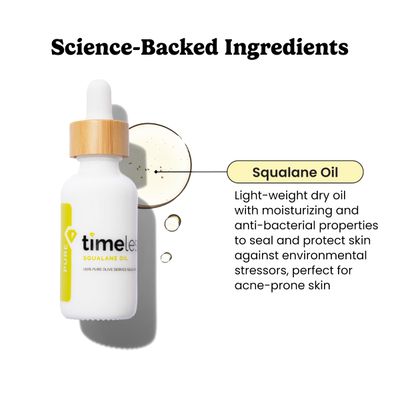 Timeless Skin Care Squalane Oil 100 Pure - Plant-Based Face Oil - Fragrance-Free - For Dry Skin - Moisturizing - 1 oz