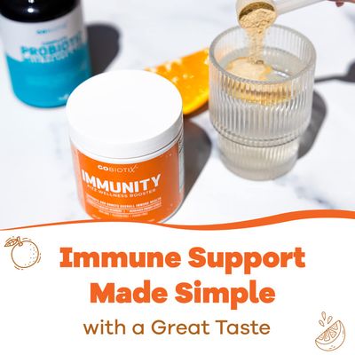 GOBIOTIX Vitamin C - Immune Defense Support Supplement - Immunity Powder Wellness Booster - Vegan Superfood - Elderberry, Turmeric, B12 Vitamin Supplement, Non-GMO and Sugar Free (Orange)