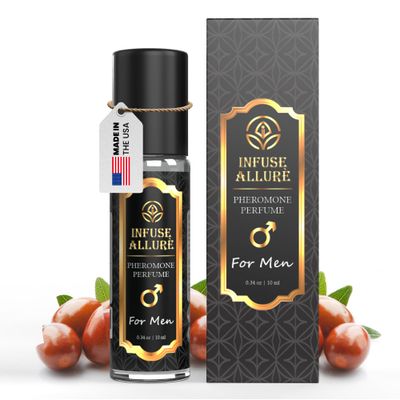 Infuse Allure Premium Pheromone Perfume Oil for Men - Bold, Extra Strength Formula - Irresistible French made Fragrance Blend with100 Natural Pure Jojoba Oil - Long-lasting Scent 1