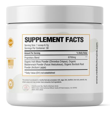 Red's Kitchen Sink Cell Fuel 102 Sea Moss Powder Organic Sea Moss, Bladderwrack Burdock Root Herbal Blend - Dr. Sebi Inspired, Organic, 100 Natural - (7oz)