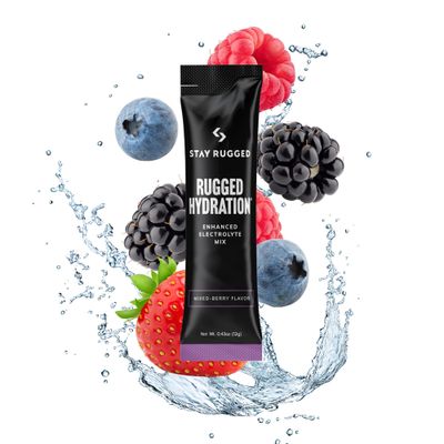 Stay Rugged Electrolyte Powder Packets - Single-Serving Hydration Multiplier Stick - No Artificial Ingredients - Caffeine-Free - Non-GMO - 30 Packets - Mixed Berry