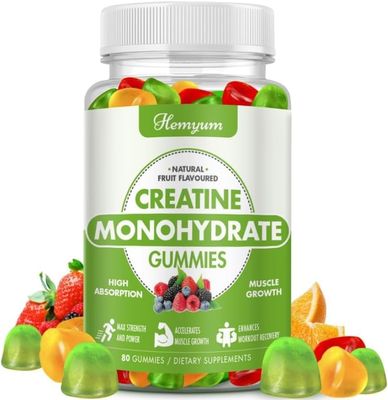 Creatine Monohydrate Gummies for Men Women,80 Count Chewables Creatine for Enhanced Muscle Strength,Boost Focus and Endurance,Muscle Builder,Vegan, Gluten-Free, Non-GMO