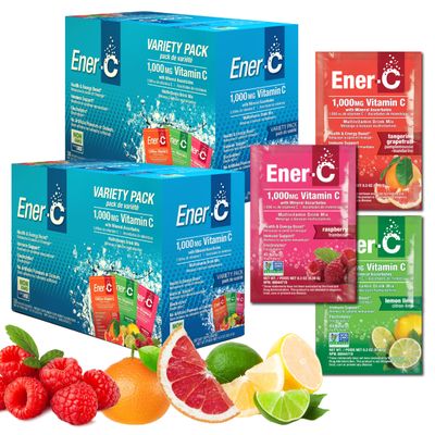 Ener-C Multivitamin Drink Mix - Vitamin Packets for Water, Electrolytes Powder Packets, Vitamin Drink Mix, Hydration Liquid Mix, Immune Booster for Adults, Healthy Energy - Variety Pack, 60 Count