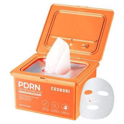 COSNORI PDRN Daily Revitalizing Mask - Skin Strengthening with PDRN, Firming &amp; Soothing, 100% Plant-Based Sheet Mask, 30 Sheets, 11.83 fl.oz