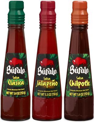 Bufalo Salsa set of 3 : Jalapeno (5.3 oz) , Chipotle (5.3 oz) , Clasica (5.3 oz). by Bufalo