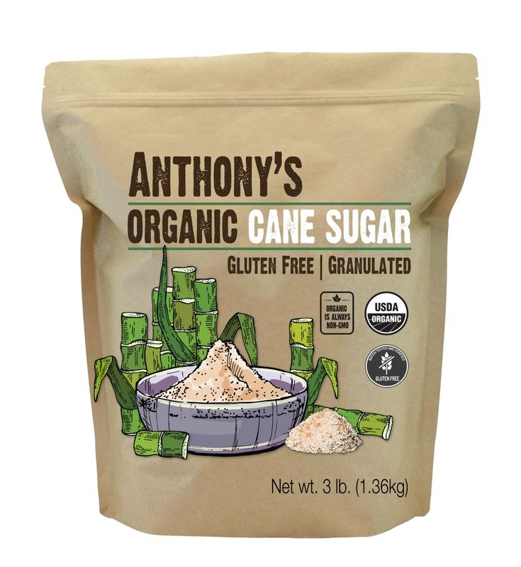 Anthony&#39;s Organic Cane Sugar, 3 lb, Granulated, Gluten Free &amp; Non GMO