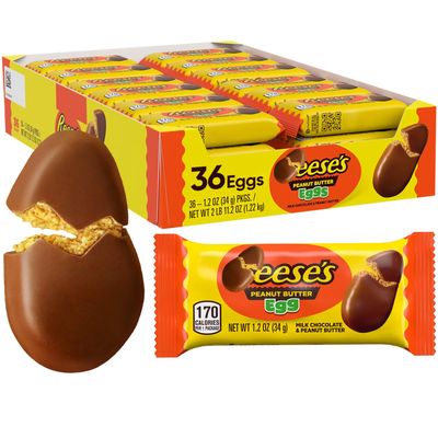 ReesesPeanut Butter Eggs, 36 Count, ReesesEggs Bulk, Irresistible Chocolate Egg Candy for Gifting and Enjoyment, Perfect for Basket Stuffers, Sharing, Parties and Treats for Spring
